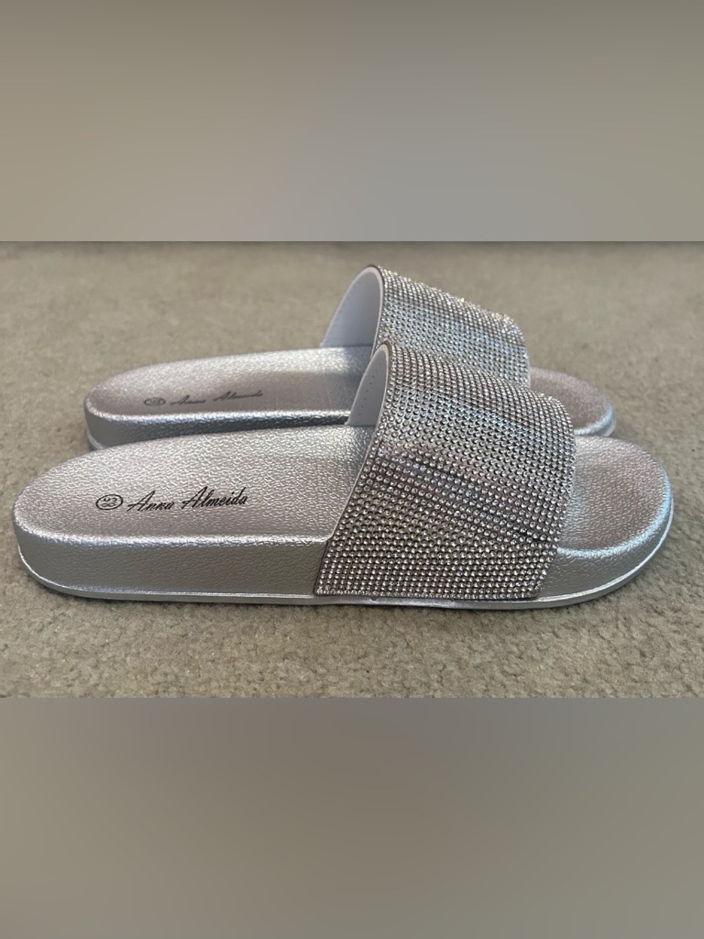 Anna Almeida Silver Rhinestone Slides - Picture 4 of 4